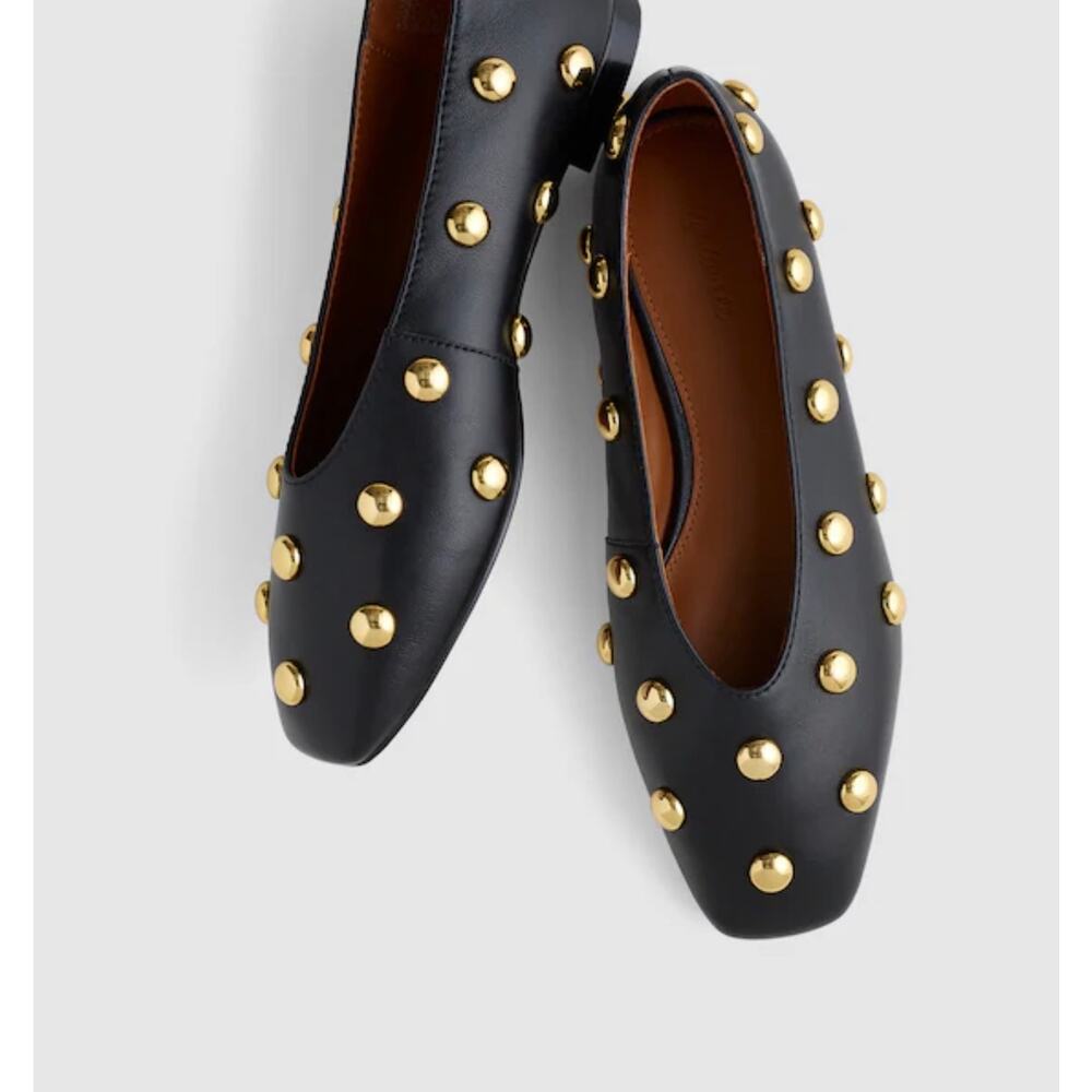 Madewell Mylie Stud Embellished Ballet Flat Classic True Black Size 10.5 NWOT - Picture 4 of 12